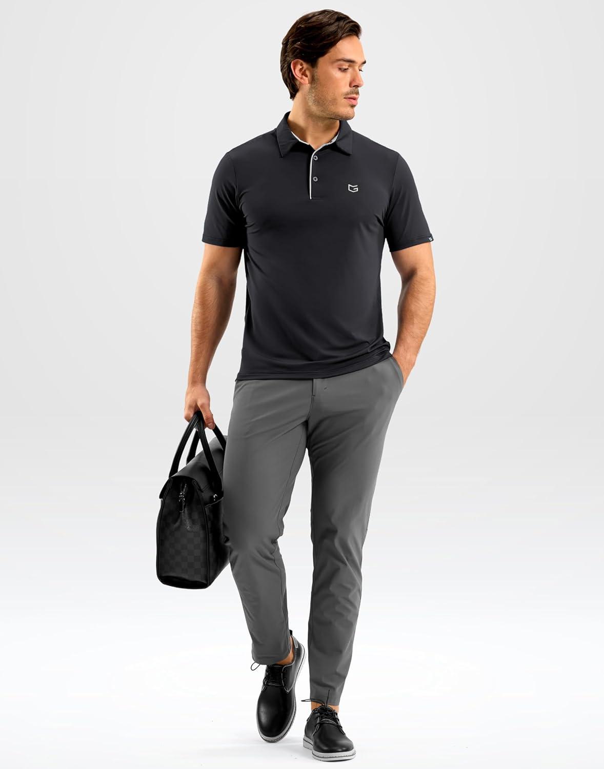 imageG Gradual Mens Golf Shirt Dry Fit Short Sleeve Polos Moisture Wicking Performance Polo Shirts for Men Athletic Tennis CasualDark Grey