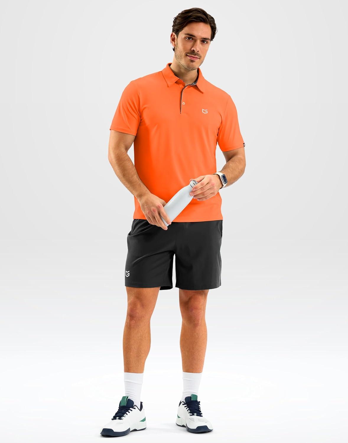imageG Gradual Mens Golf Shirt Dry Fit Short Sleeve Polos Moisture Wicking Performance Polo Shirts for Men Athletic Tennis CasualOrange
