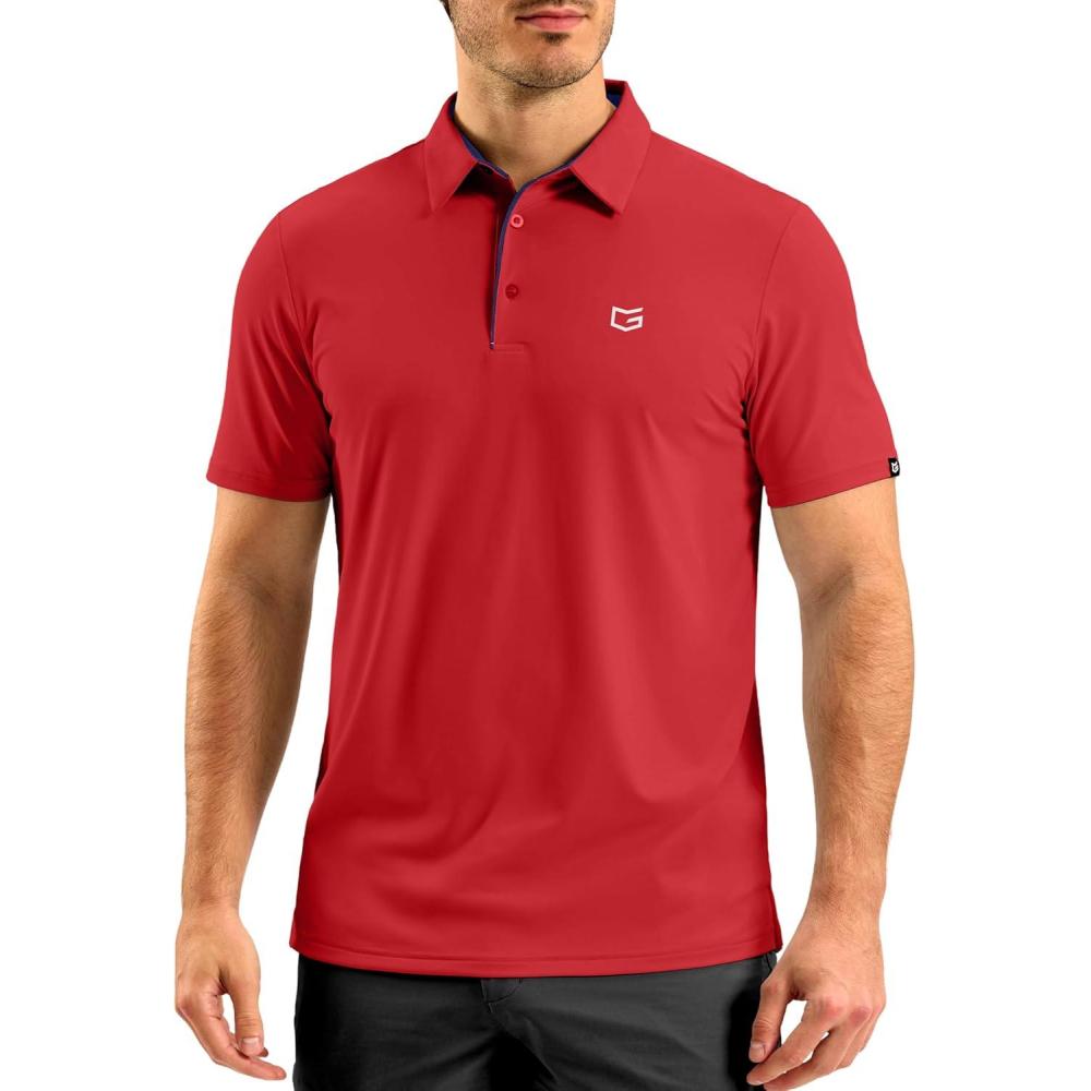 imageG Gradual Mens Golf Shirt Dry Fit Short Sleeve Polos Moisture Wicking Performance Polo Shirts for Men Athletic Tennis CasualRed