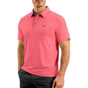 G Gradual Mens Golf Shirt Dry Fit Short Sleeve Polos Moisture Wicking Performance Polo Shirts for Men Athletic Tennis Casual(Pink)