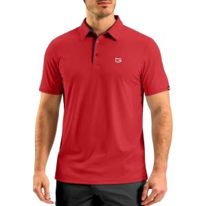 G Gradual Mens Golf Shirt Dry Fit Short Sleeve Polos Moisture Wicking Performance Polo Shirts for Men Athletic Tennis Casual(Red)