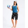 G Gradual Women’s 13″ Long Swim Board Shorts with Pockets High Waisted Quick Dry Beach Swimming Shorts for Women with Liner(Black Floral)