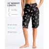 G Gradual Women’s 13″ Long Swim Board Shorts with Pockets High Waisted Quick Dry Beach Swimming Shorts for Women with Liner(Black Floral)