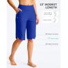 G Gradual Women’s 13″ Long Swim Board Shorts with Pockets High Waisted Quick Dry Beach Swimming Shorts for Women with Liner(Blue)