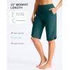 G Gradual Women’s 13″ Long Swim Board Shorts with Pockets High Waisted Quick Dry Beach Swimming Shorts for Women with Liner(Blue Green)