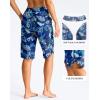 G Gradual Women’s 13″ Long Swim Board Shorts with Pockets High Waisted Quick Dry Beach Swimming Shorts for Women with Liner(Blue Leaf)