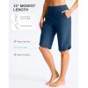 G Gradual Women’s 13″ Long Swim Board Shorts with Pockets High Waisted Quick Dry Beach Swimming Shorts for Women with Liner(Dark Blue)