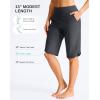 G Gradual Women’s 13″ Long Swim Board Shorts with Pockets High Waisted Quick Dry Beach Swimming Shorts for Women with Liner(Dark Grey)