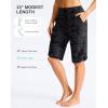 G Gradual Women’s 13″ Long Swim Board Shorts with Pockets High Waisted Quick Dry Beach Swimming Shorts for Women with Liner(Grey Camo)