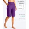 G Gradual Women’s 13″ Long Swim Board Shorts with Pockets High Waisted Quick Dry Beach Swimming Shorts for Women with Liner(Purple)