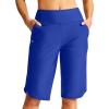 G Gradual Women’s 13″ Long Swim Board Shorts with Pockets High Waisted Quick Dry Beach Swimming Shorts for Women with Liner(Blue)