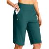 G Gradual Women’s 13″ Long Swim Board Shorts with Pockets High Waisted Quick Dry Beach Swimming Shorts for Women with Liner(Blue Green)