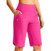 G Gradual Women’s 13″ Long Swim Board Shorts with Pockets High Waisted Quick Dry Beach Swimming Shorts for Women with Liner(Rosy)