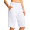 G Gradual Women’s 13″ Long Swim Board Shorts with Pockets High Waisted Quick Dry Beach Swimming Shorts for Women with Liner(White)