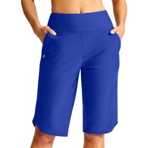 G Gradual Women’s 13″ Long Swim Board Shorts with Pockets High Waisted Quick Dry Beach Swimming Shorts for Women with Liner(Blue)