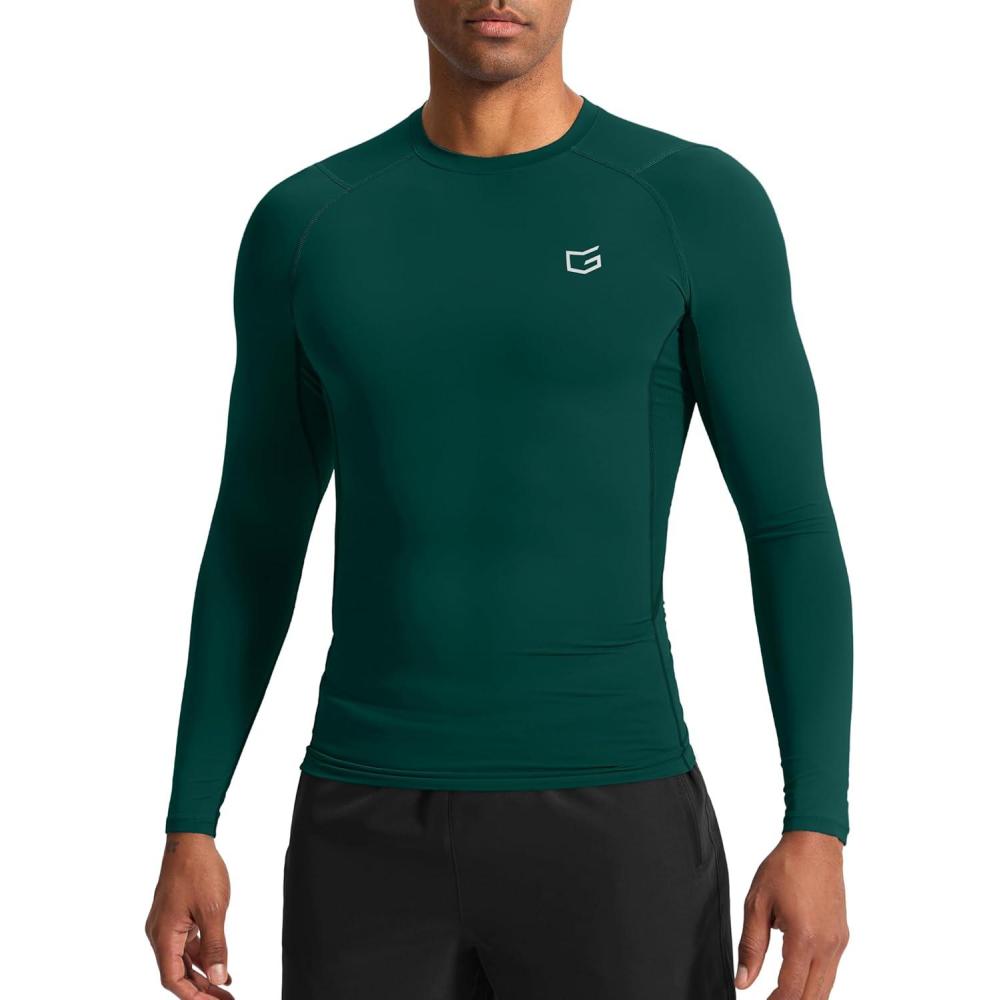 imageG Gradual Mens Compression Shirt Long Sleeve Moisture Wicking Running Gym Shirts for Men Athletic Workout Base Layer TShirtForest Green