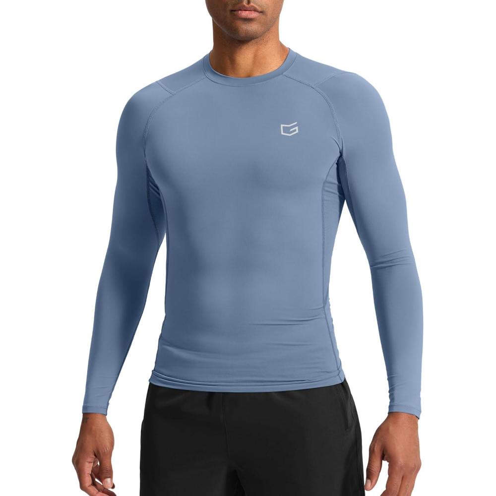 imageG Gradual Mens Compression Shirt Long Sleeve Moisture Wicking Running Gym Shirts for Men Athletic Workout Base Layer TShirtSlate Blue