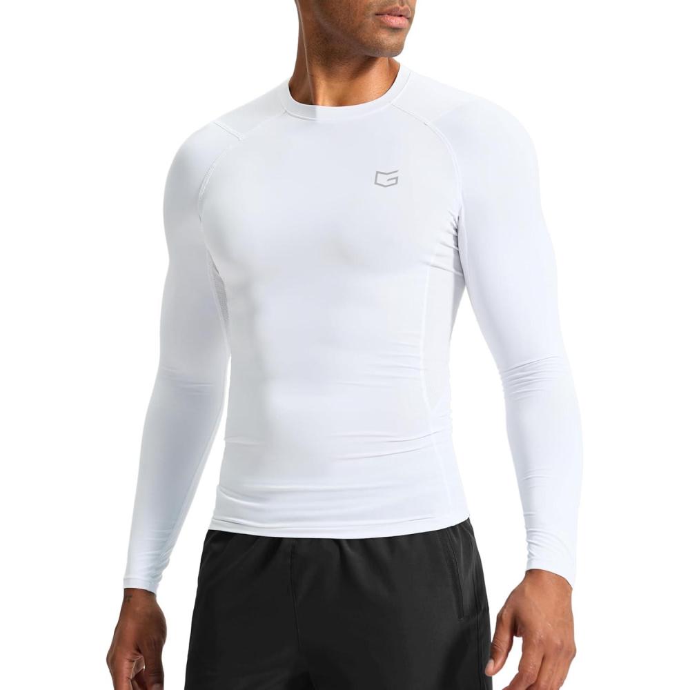 imageG Gradual Mens Compression Shirt Long Sleeve Moisture Wicking Running Gym Shirts for Men Athletic Workout Base Layer TShirtWhite