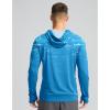 Men’s Sun Protection Shirts UPF 50+ Long Sleeve Hoodie with 2 Pockets UV SPF Fishing Hiking Rash Guard Shirts(Blue Fish)