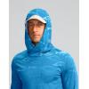 Men’s Sun Protection Shirts UPF 50+ Long Sleeve Hoodie with 2 Pockets UV SPF Fishing Hiking Rash Guard Shirts(Blue Fish)