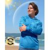 Men’s Sun Protection Shirts UPF 50+ Long Sleeve Hoodie with 2 Pockets UV SPF Fishing Hiking Rash Guard Shirts(Blue Fish)