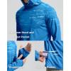 Men’s Sun Protection Shirts UPF 50+ Long Sleeve Hoodie with 2 Pockets UV SPF Fishing Hiking Rash Guard Shirts(Gradient Blue White)