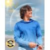 Men’s Sun Protection Shirts UPF 50+ Long Sleeve Hoodie with 2 Pockets UV SPF Fishing Hiking Rash Guard Shirts(Gradient Blue White)