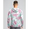 Men’s Sun Protection Shirts UPF 50+ Long Sleeve Hoodie with 2 Pockets UV SPF Fishing Hiking Rash Guard Shirts(Pink Coconut Tree)