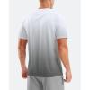 Men’s Swim Shirts Rash Guard UPF 50+ Sun Protection Short Sleeve T-Shirts Workout Dry Fit Tee for Pool, Beach, Trip(Gradient White Grey)