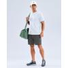 Men’s Swim Shirts Rash Guard UPF 50+ Sun Protection Short Sleeve T-Shirts Workout Dry Fit Tee for Pool, Beach, Trip(White)