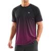 Men’s Swim Shirts Rash Guard UPF 50+ Sun Protection Short Sleeve T-Shirts Workout Dry Fit Tee for Pool, Beach, Trip(Gradient Black Rose)