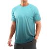 Men’s Swim Shirts Rash Guard UPF 50+ Sun Protection Short Sleeve T-Shirts Workout Dry Fit Tee for Pool, Beach, Trip(Gradient Green Grey)