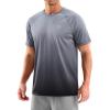 Men’s Swim Shirts Rash Guard UPF 50+ Sun Protection Short Sleeve T-Shirts Workout Dry Fit Tee for Pool, Beach, Trip(Gradient Grey Black)