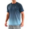Men’s Swim Shirts Rash Guard UPF 50+ Sun Protection Short Sleeve T-Shirts Workout Dry Fit Tee for Pool, Beach, Trip(Gradient Navy Blue)