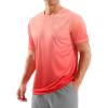 Men’s Swim Shirts Rash Guard UPF 50+ Sun Protection Short Sleeve T-Shirts Workout Dry Fit Tee for Pool, Beach, Trip(Gradient Orange)