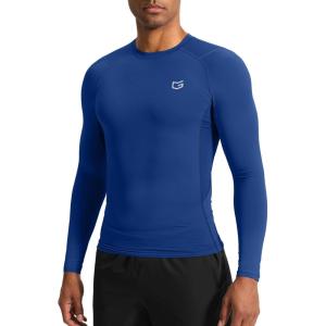 G Gradual Mens Compression Shirt Long Sleeve Moisture Wicking Running Gym Shirts for Men Athletic Workout Base Layer T-Shirt(Blue)