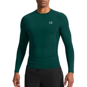 G Gradual Mens Compression Shirt Long Sleeve Moisture Wicking Running Gym Shirts for Men Athletic Workout Base Layer T-Shirt(Forest Green)