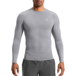 G Gradual Mens Compression Shirt Long Sleeve Moisture Wicking Running Gym Shirts for Men Athletic Workout Base Layer T-Shirt(Light Grey)