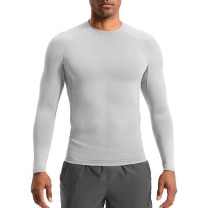G Gradual Mens Compression Shirt Long Sleeve Moisture Wicking Running Gym Shirts for Men Athletic Workout Base Layer T-Shirt(Platinum Grey)