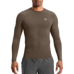 G Gradual Mens Compression Shirt Long Sleeve Moisture Wicking Running Gym Shirts for Men Athletic Workout Base Layer T-Shirt(Taupe)