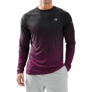 Men’s Sun Protection Long Sleeve Shirts UPF 50+(Gradient Black Rose)