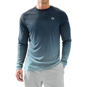 Men’s Sun Protection Long Sleeve Shirts UPF 50+(Gradient Navy Blue)