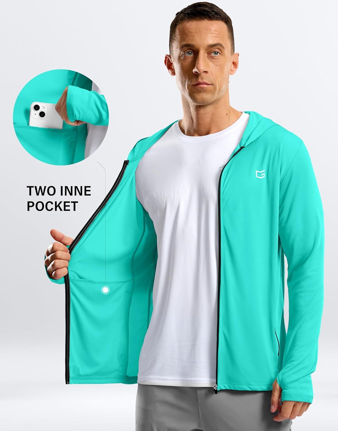 imageG Gradual Mens UPF 50 Sun Protection Hoodie Jacket Lightweight Full Zip Hoodies Long Sleeve Shirts for Men Hiking FishingBright Green