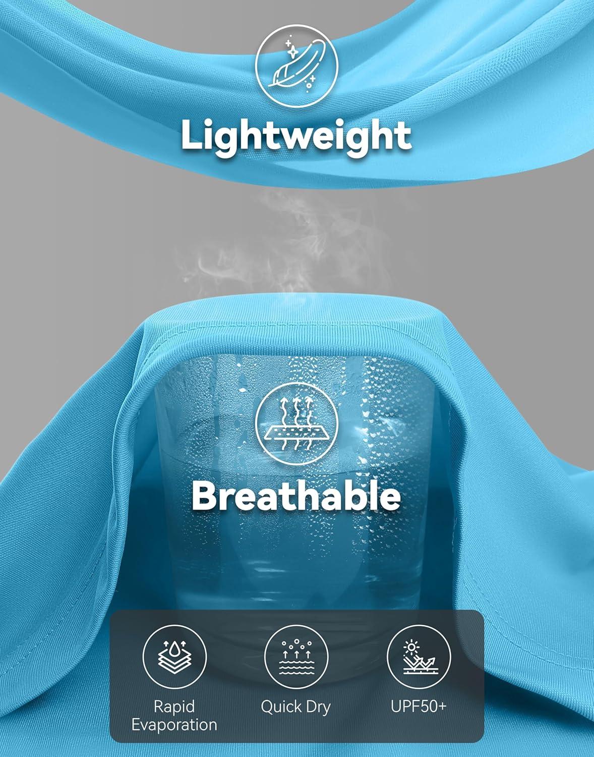 imageMens Sun Protection Hoodie Shirt UPF 50 Long Sleeve Fishing Rash Guard UV SPF Summer Lightweight Hiking Shirt for MenBlue