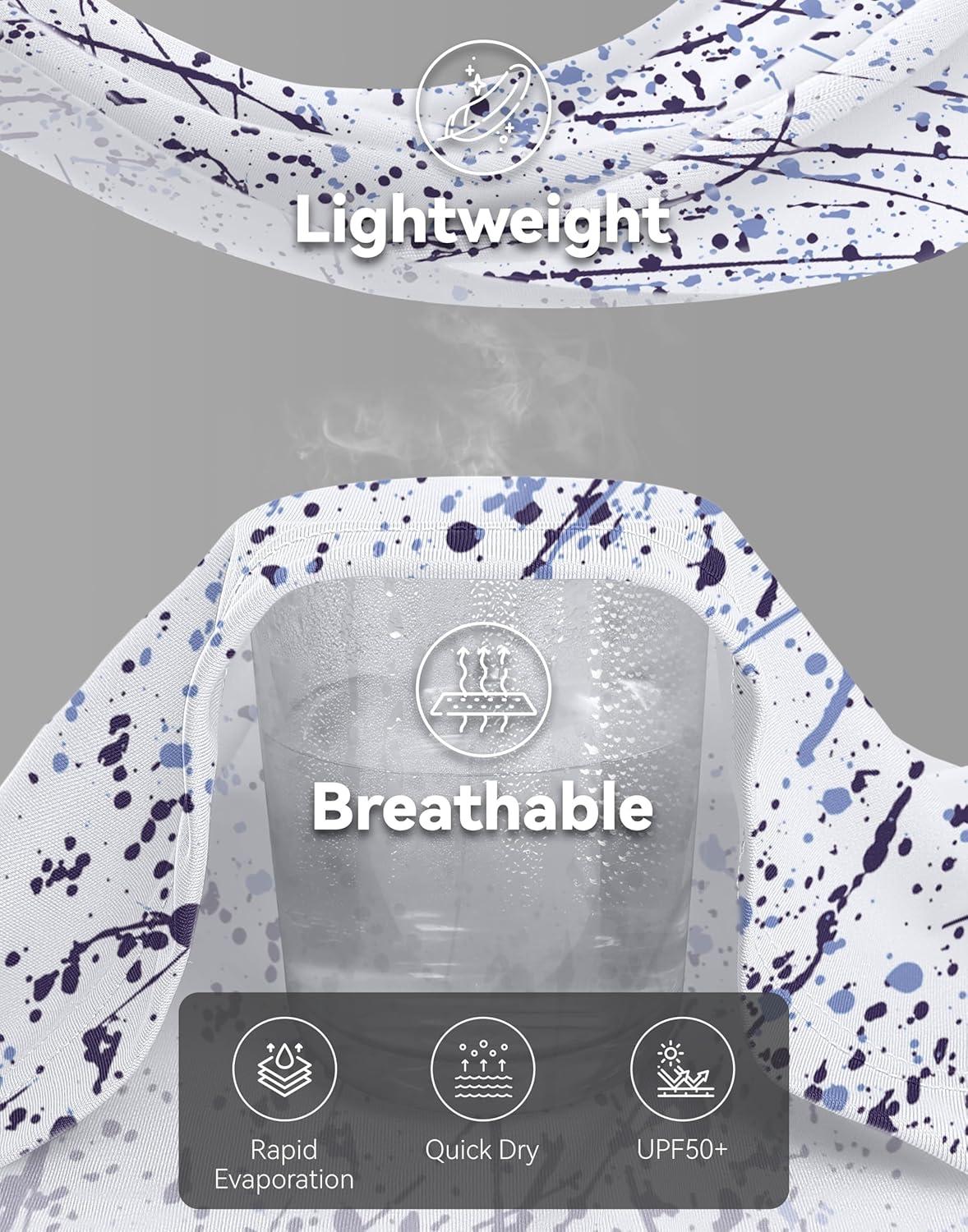 imageMens Sun Protection Hoodie Shirt UPF 50 Long Sleeve Fishing Rash Guard UV SPF Summer Lightweight Hiking Shirt for MenBrushstrokes Splatter