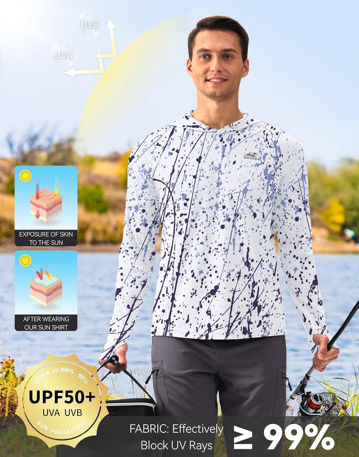imageMens Sun Protection Hoodie Shirt UPF 50 Long Sleeve Fishing Rash Guard UV SPF Summer Lightweight Hiking Shirt for MenBrushstrokes Splatter