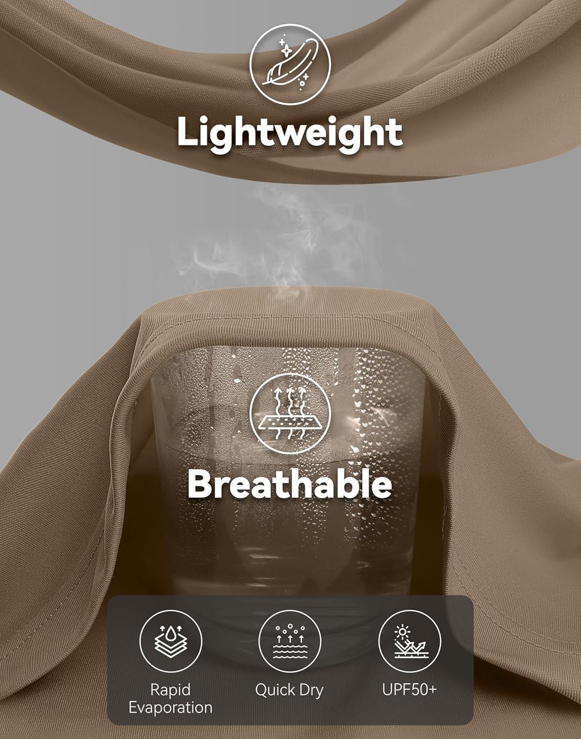 imageMens Sun Protection Hoodie Shirt UPF 50 Long Sleeve Fishing Rash Guard UV SPF Summer Lightweight Hiking Shirt for MenKhaki