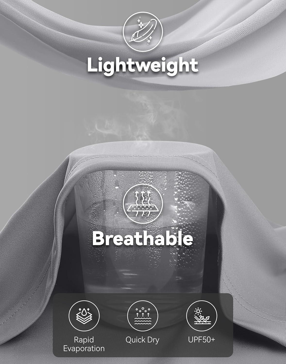 imageMens Sun Protection Hoodie Shirt UPF 50 Long Sleeve Fishing Rash Guard UV SPF Summer Lightweight Hiking Shirt for MenLight Grey