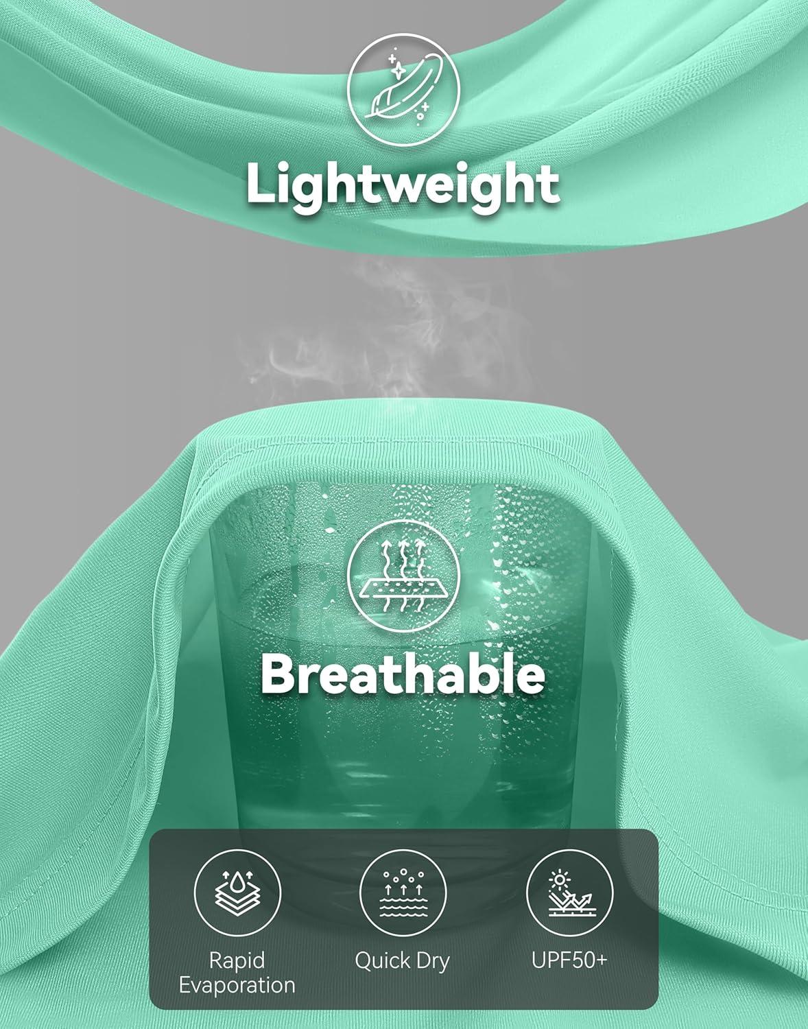 imageMens Sun Protection Hoodie Shirt UPF 50 Long Sleeve Fishing Rash Guard UV SPF Summer Lightweight Hiking Shirt for MenMint Green