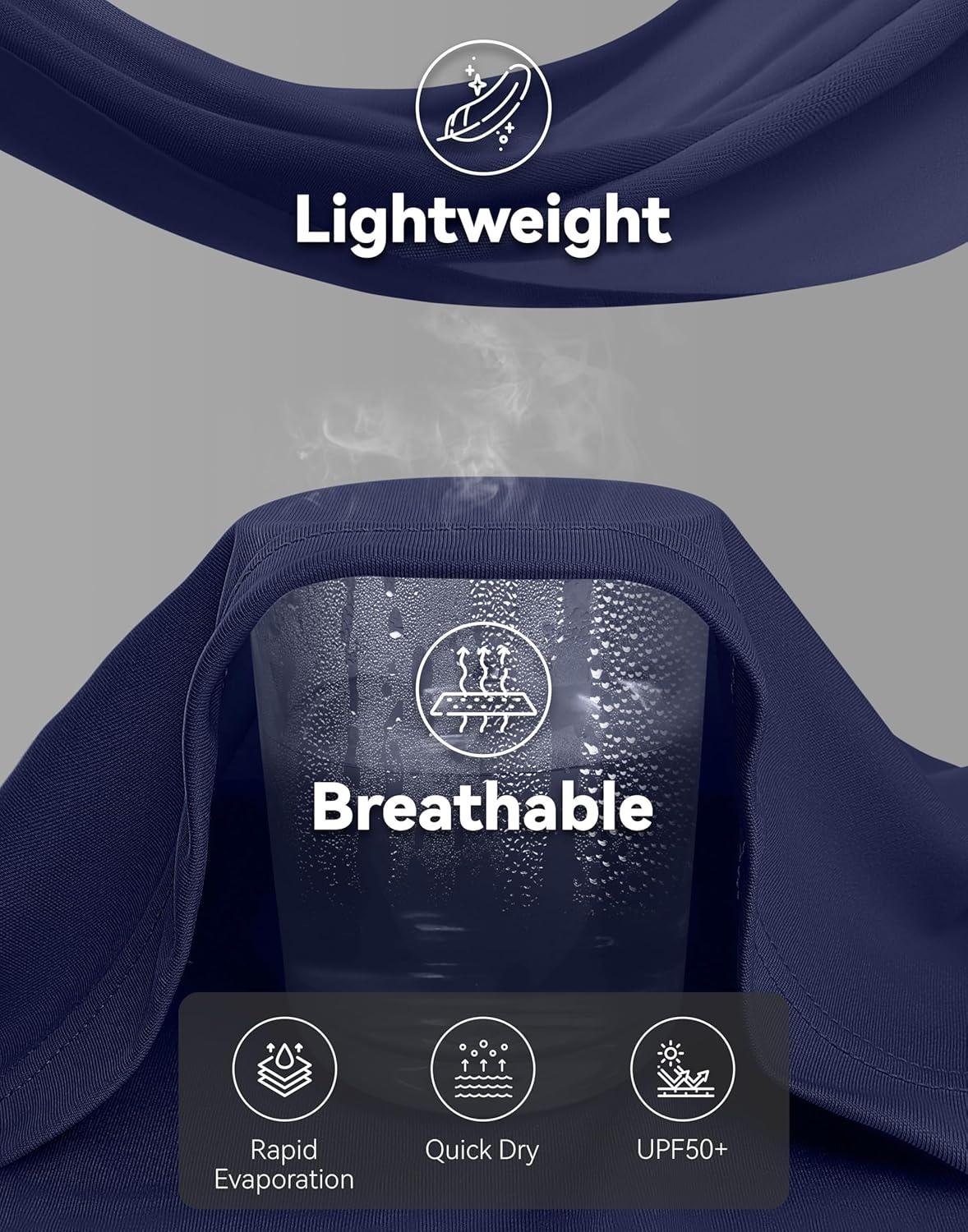 imageMens Sun Protection Hoodie Shirt UPF 50 Long Sleeve Fishing Rash Guard UV SPF Summer Lightweight Hiking Shirt for MenNavy